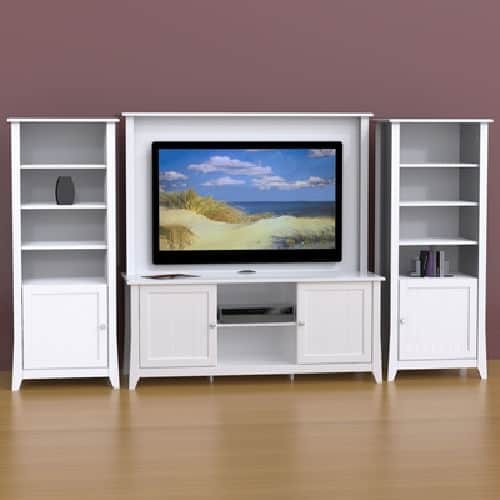 Bedroom TV ideas; TV stand with a curio cabinet